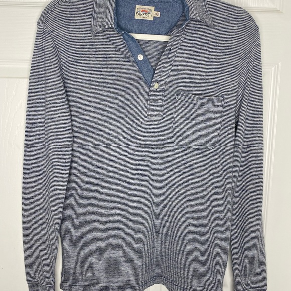 Faherty Collared Pullover Long Sleeve Top Sz XS - Picture 7 of 11
